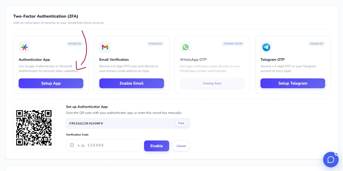 How to Enable Two-Factor Authentication (2FA) in Your GreatHost Client Area (USA Panel)