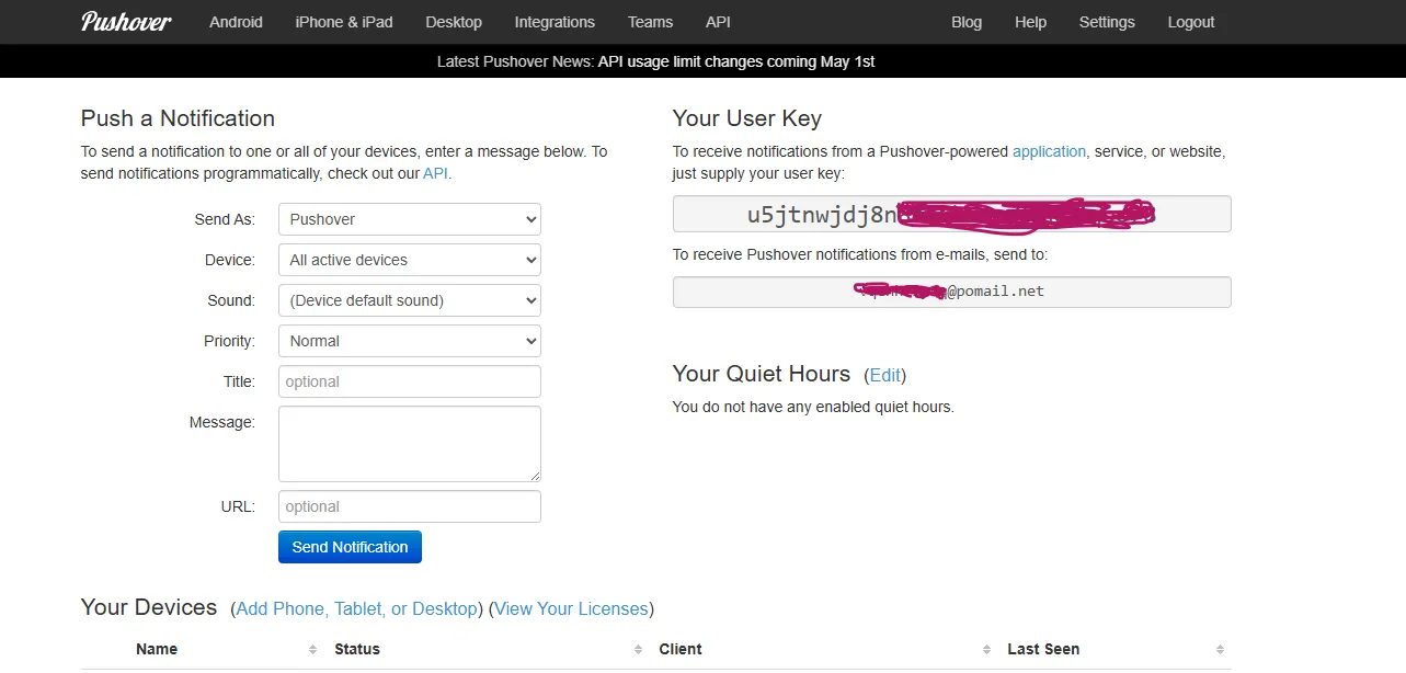 Integrating Pushover Notifications from Your GreatHost Client Area Security Settings